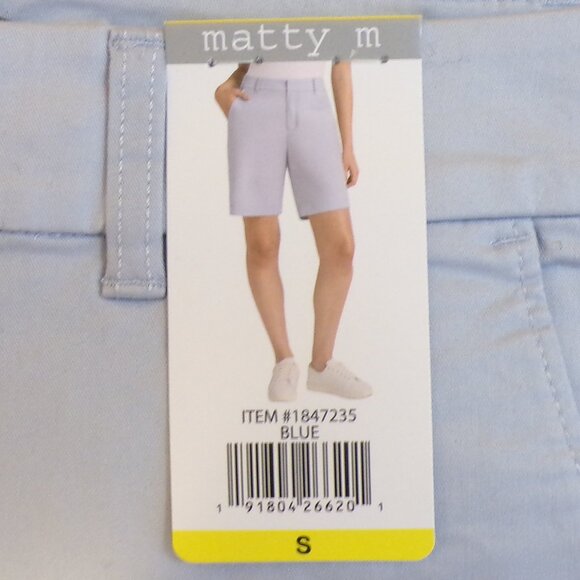 MATTY M 2 Pair Women's NWT Bermuda Shorts Flat Front Navy Blue & Blue - Sm - Picture 6 of 10